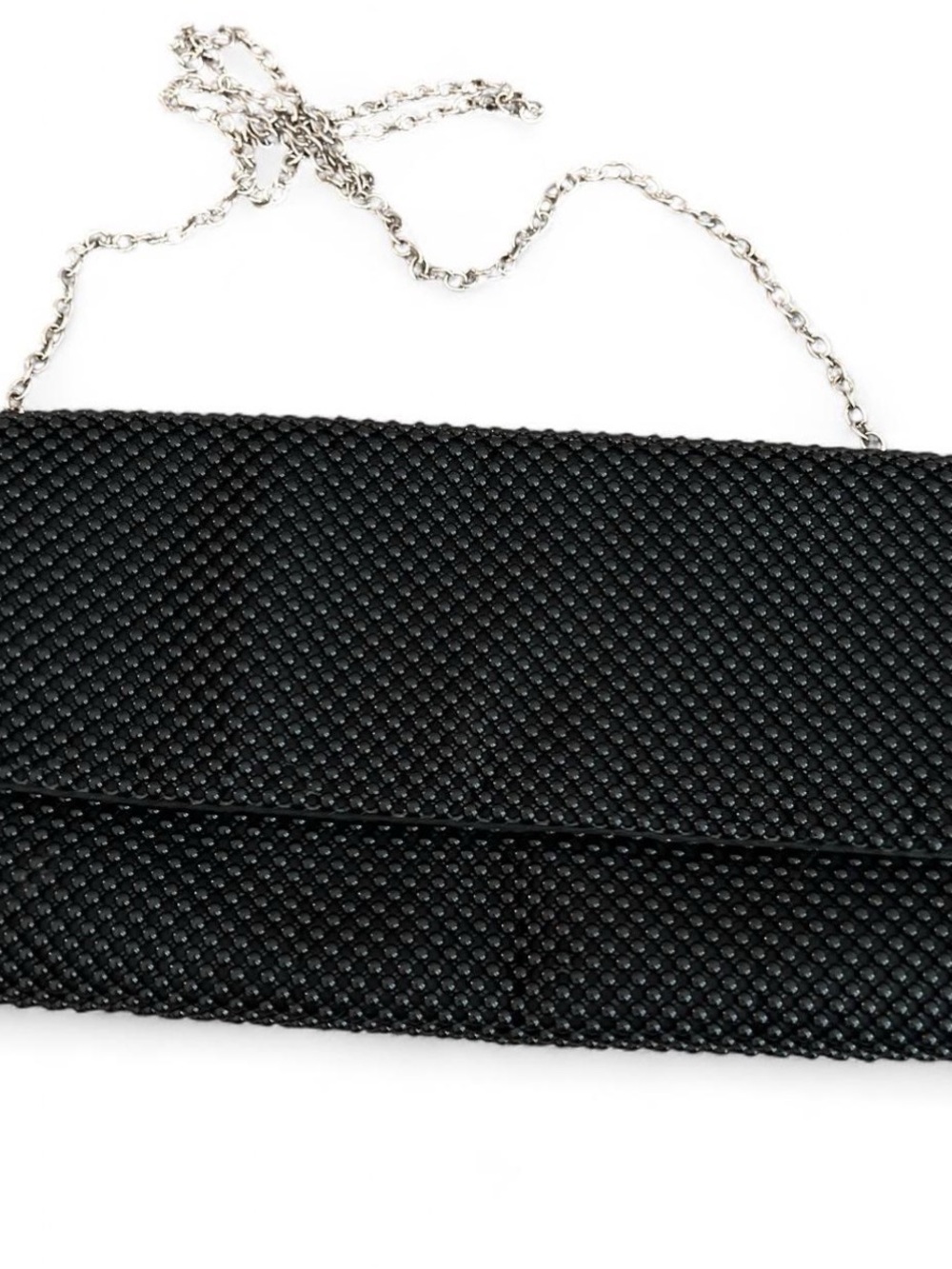 Beaded Evening Clutch w Silver Chain Strap